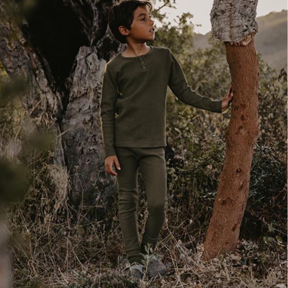 π The Simple Folk waffle leggings in olive - Picture 2 of 4